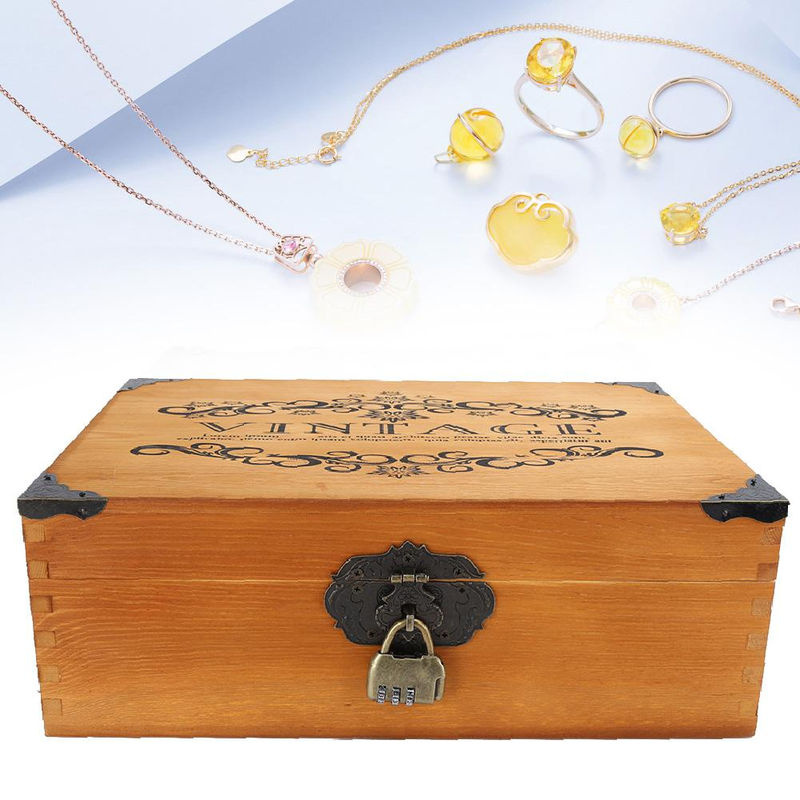 Vintage Holzkiste von DIYelecs in Röstfarbe als Desktop-Ablage und Aufbewahrungsbox für Schmuck oder Make-up mit Schloss, B/T/H: 33,0 x 12,0 x 12,0 cm - Bild 2