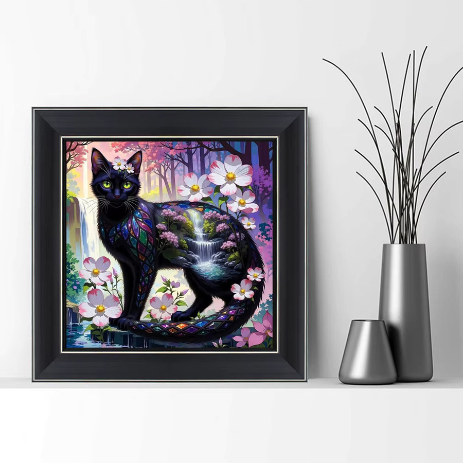 EverShine DIY 5D-Diamantgemälde Katze und Blumen mit vollem Bohrer in Multicolour, B/H: 20 x 20 cm - Bild 3