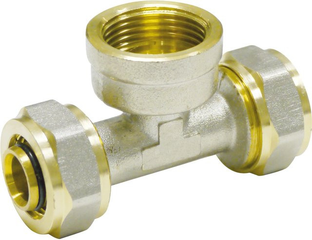PIPETEC T-Stück Schraubfitting aus Messing mit 1/2 Zoll Anschluss - Bild 1