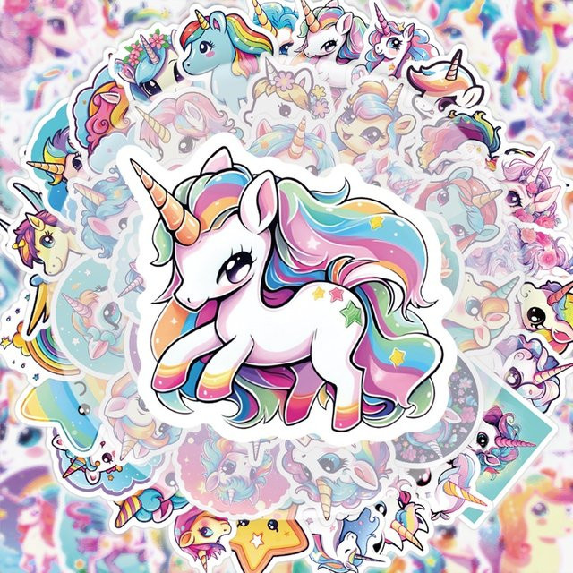 50 Einhorn-Aufkleber, Aufkleber und Abziehbilder, multicolour - Bild 1