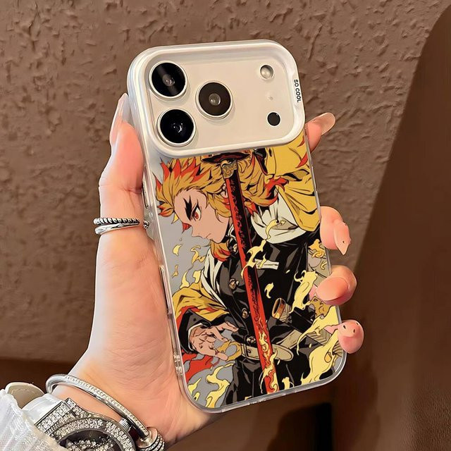 R-Rengoku Vintage Handyhülle für iPhone 11 bis 17 Pro Max Plus, Stoßfest, Schwarz Weiß Multicolour - Bild 1