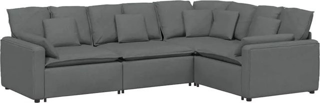vidaXL Modulares L-Shape Sofa in Dunkelgrau mit Stoffbezug und Kissen - Bild 1