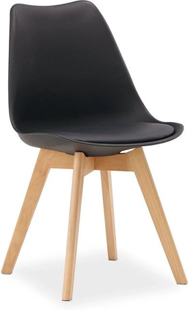 Homestyle4u Küchenstuhl 3148 in Schwarz mit Kunstleder und Buchenholz im skandinavischen Stil
