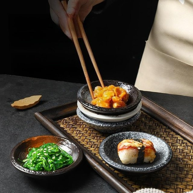 Runde Keramik-Dip-Schale für Sojasauce und Essig, Japanisches Dip-Geschirr - Bild 1