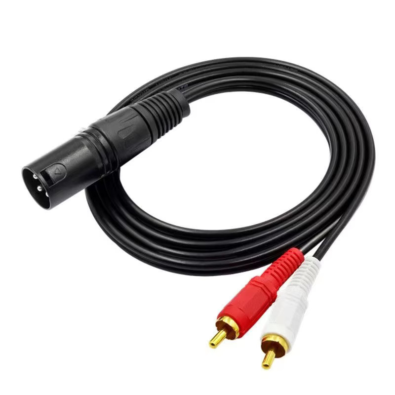 HUALIWEN XLR auf Dual RCA Audiokabel Set, XLR-Stecker auf Dual Lotus One Point Two Mixer-Kabel, Schwarz - Bild 4