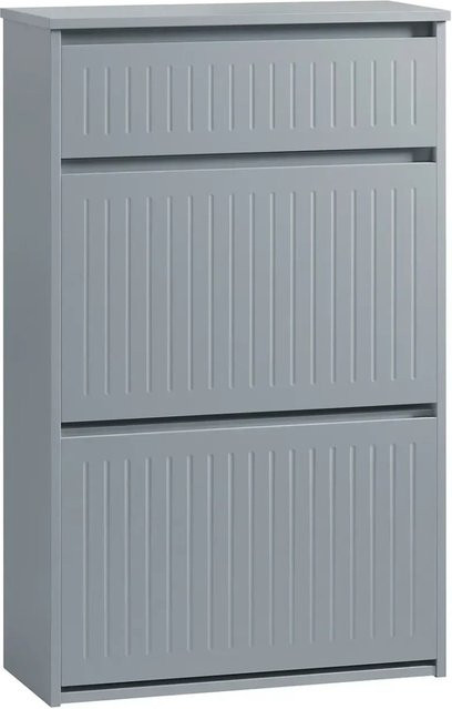 SoBuy Schuhschrank Hellgrau mit 2 Klappen und 1 Schublade FSR165-HG B/T/H: 61 x 26 x 100 cm - Bild 1