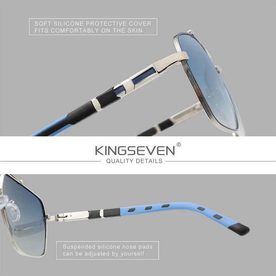 KINGSEVEN Sonnenbrille Aviator, Herren, Vollrand, Aluminium - Bild 3