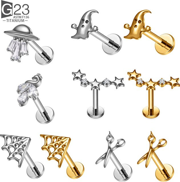 UHERA Ohrstecker Titan, Halloween Geist Schere, Silber, Unisex - Bild 1
