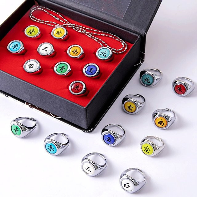 Bandai Naruto Akatsuki Itachi Metallringe, Zubehör, 10-teiliges Set - Bild 1