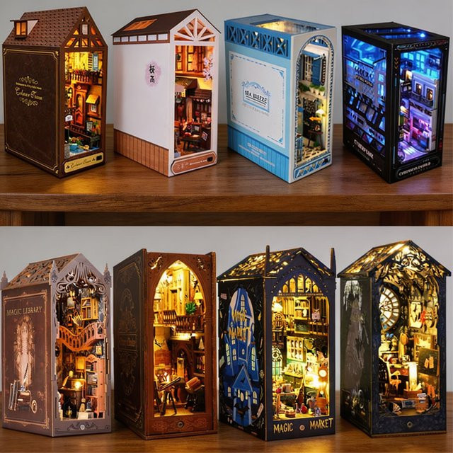 zuuton Bücherregal-Set aus Holz Miniatur-Puppenhaus 3D-Puzzle - Bild 1