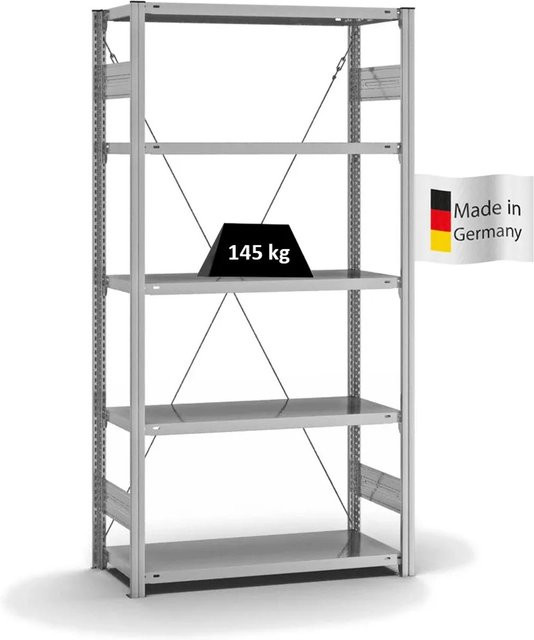 PROREGAL Fachbodenregal Stecksystem T-Profil Light-Duty, verzinkt, H x B x T: 200 x 100 x 40 cm, 5 Ebenen, Fachlast 145 kg - Bild 1
