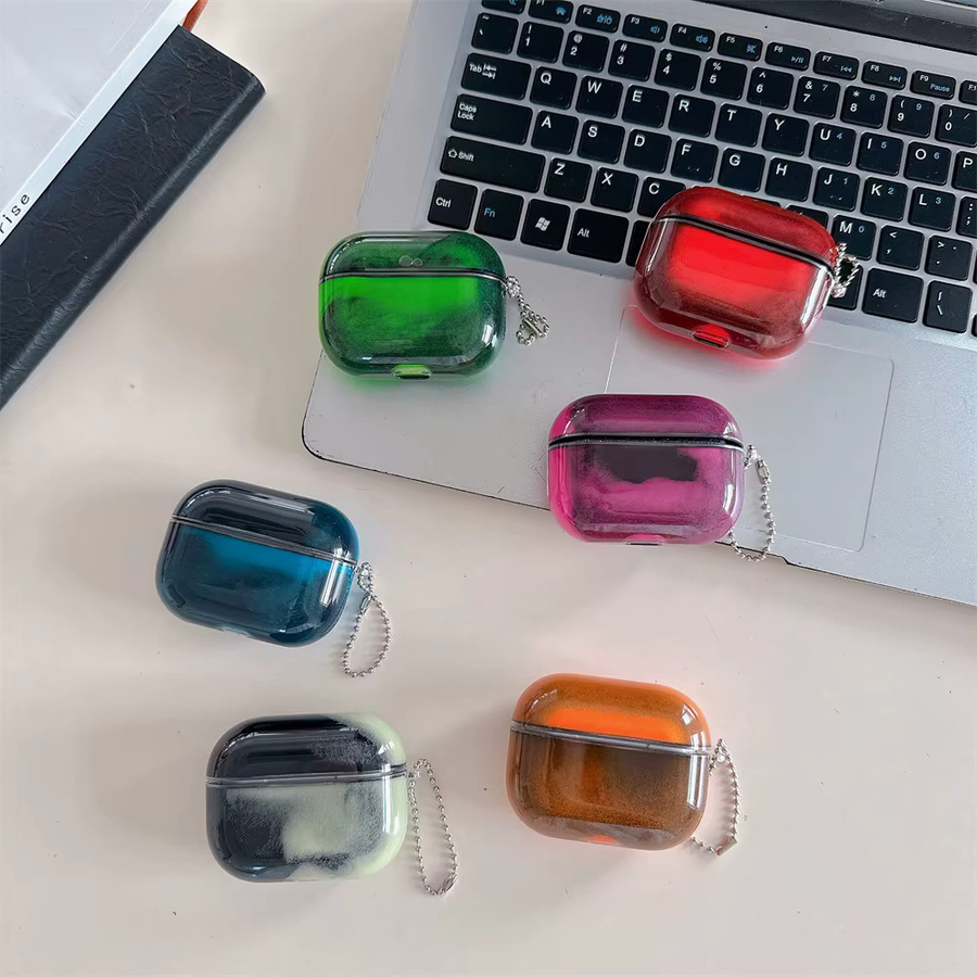 Leuchtende Treibsand-Kopfhörerhülle für Apple AirPods 2, 3, 4 und Pro 2, 3 in Rot mit glitzerndem Effekt - Bild 2