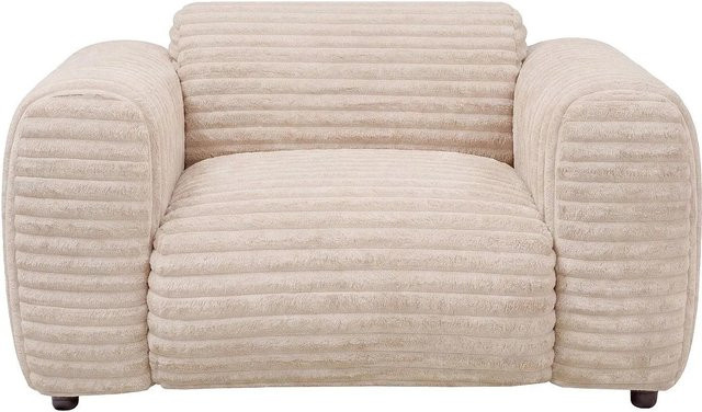 Maison Céphy Sessel Pogni mit gerader Rückenlehne und Armlehnen in Beige aus Breitcord-Samt, Breite: 130 cm - Bild 1