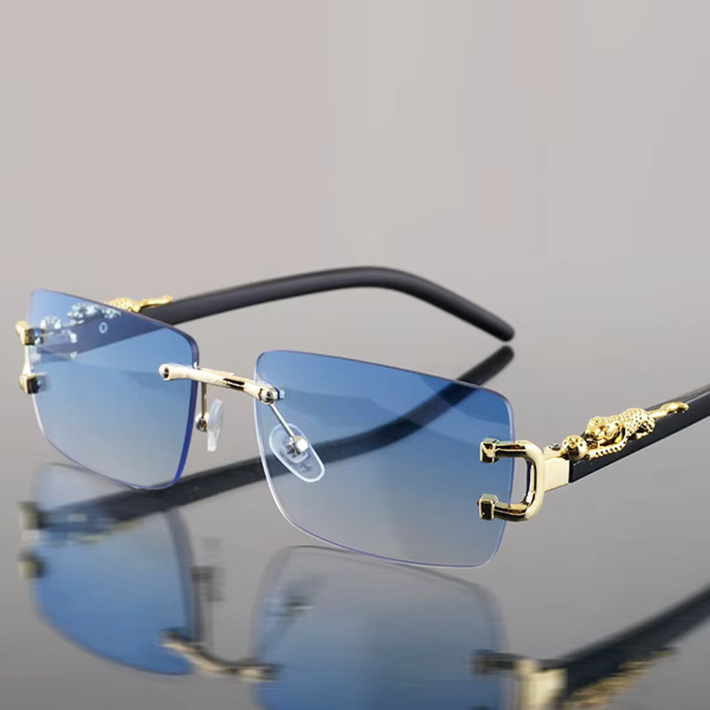 Sonnenbrille, rahmenlos, rechteckig, Unisex, blau, Metall - Bild 2