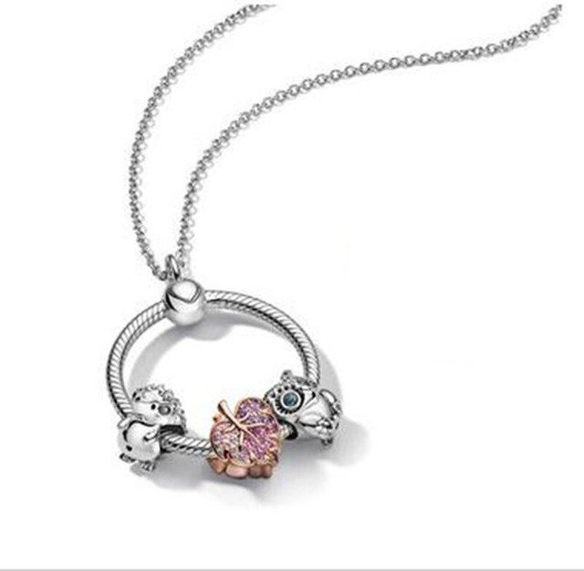 Halskette 925 Sterlingsilber, Roségold, Blattperlen, Damen - Bild 1