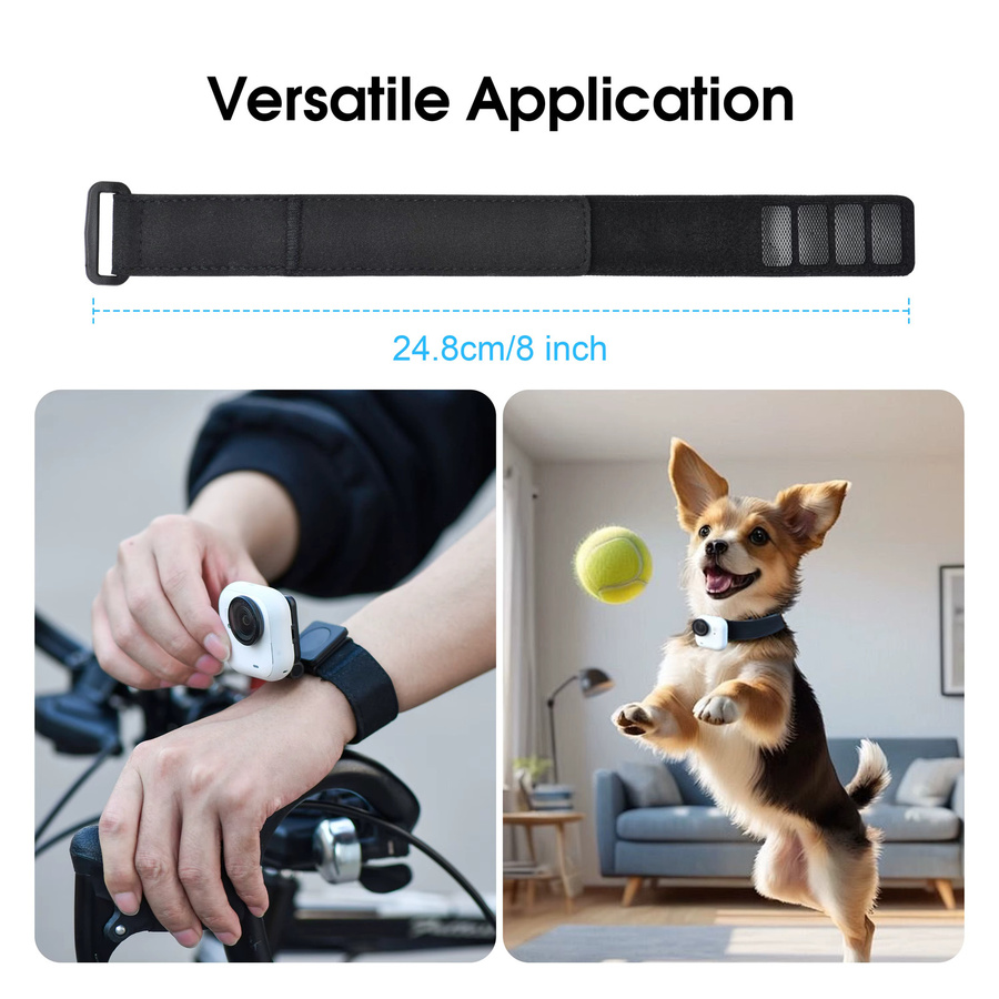 Insta360 Handgelenkbandhalterung für Insta360 GO Ultra, 360 Grad drehbare magnetische Handschlaufenhalterung mit verstellbarem Doppelschicht-Klettverschluss in Schwarz - Bild 4