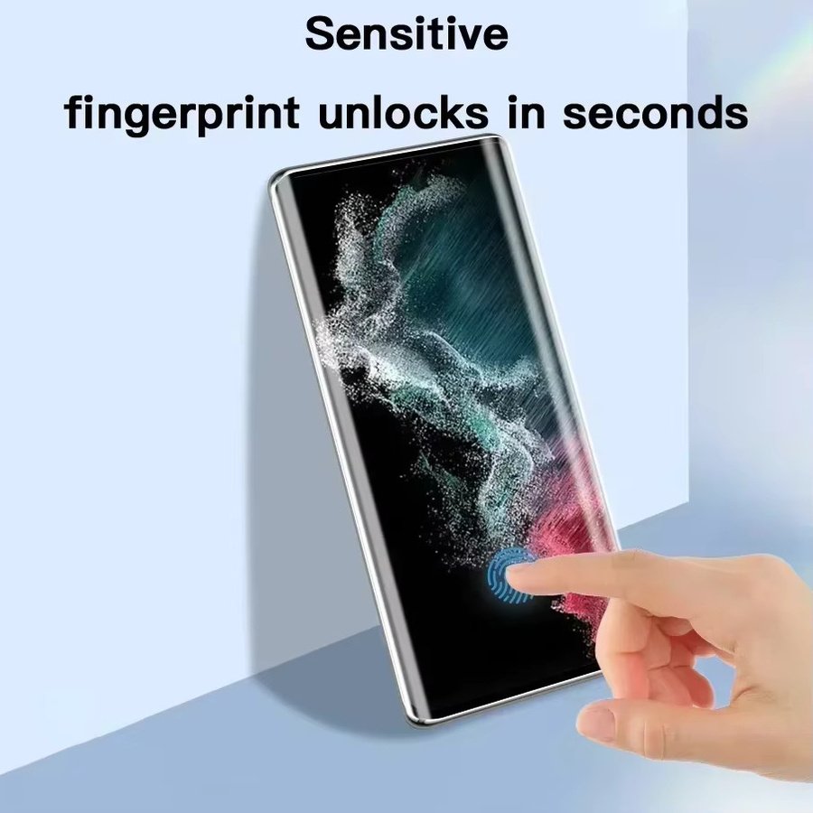 SKIG UV-Schutzfolie aus gehärtetem Glas für Samsung Galaxy S24 Ultra S23 S22 S21 S20 Plus, transparent, vollständig gebogen - Bild 3