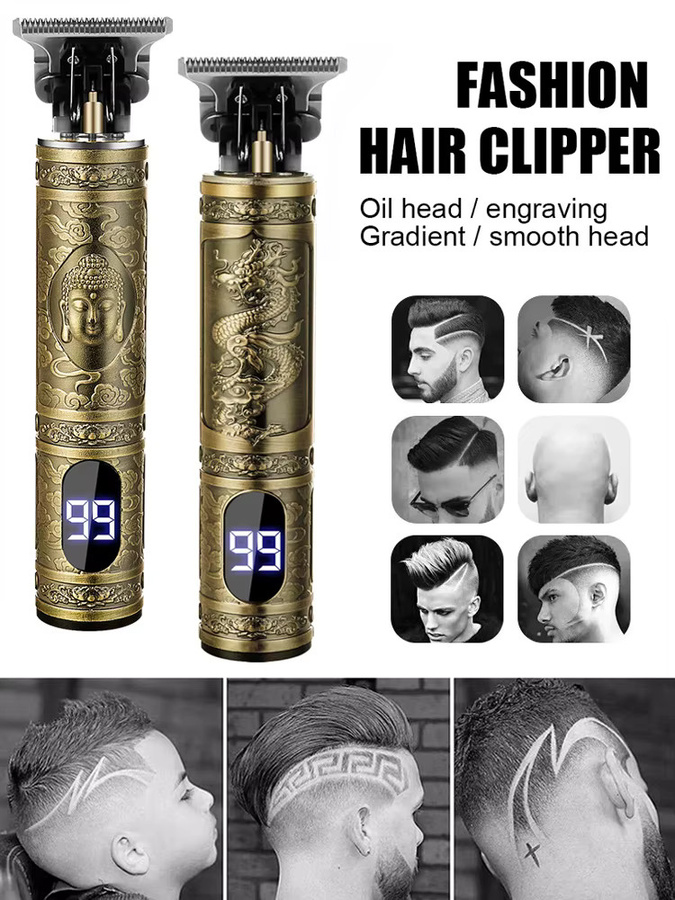 XMSJ Elektrischer Haarschneider für Herren, Barttrimmer, Drachen-Buddha-Design - Bild 5