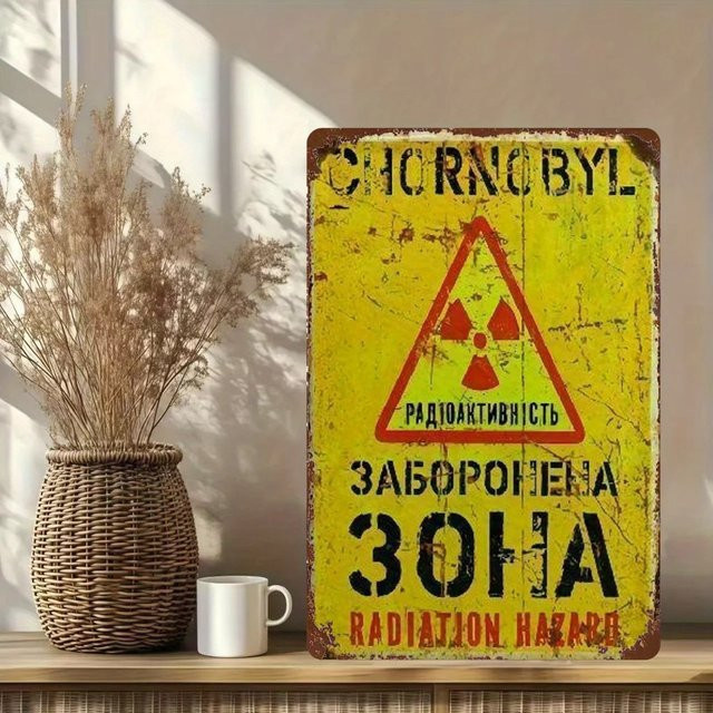 Warnschild gegen nukleare Strahlung Metallplakette von CIFBUY, Farbe: Gelb, Breite: 20 cm, Höhe: 20 cm - Bild 1