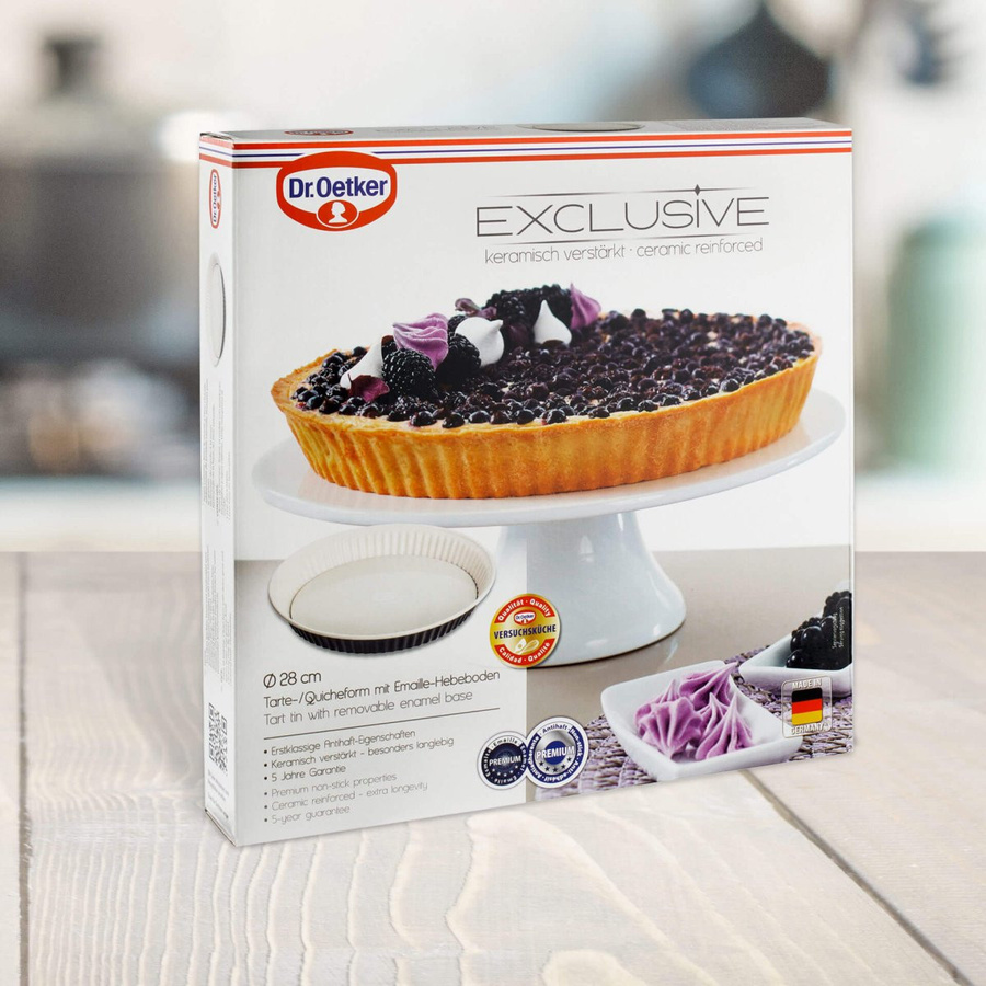 Dr. Oetker Exclusive Quicheform mit Emaille-Hebeboden, Durchmesser: 28 cm, Weiß - Bild 2