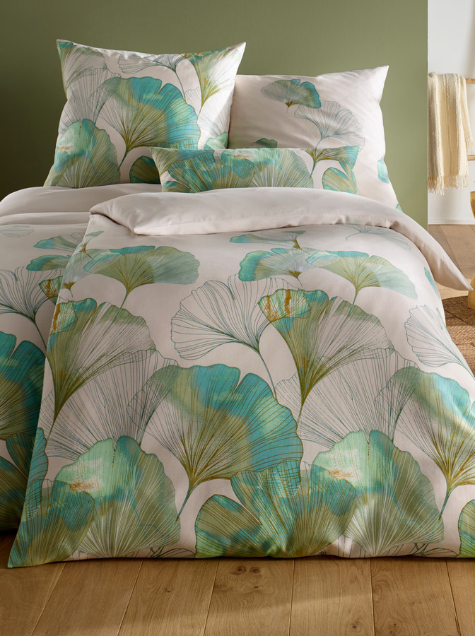 Heine Home Bettwäsche Gingko in Multicolour aus 100% Baumwolle Makosatin mit Reißverschluss, Bezug 80 x 80 cm - Bild 2