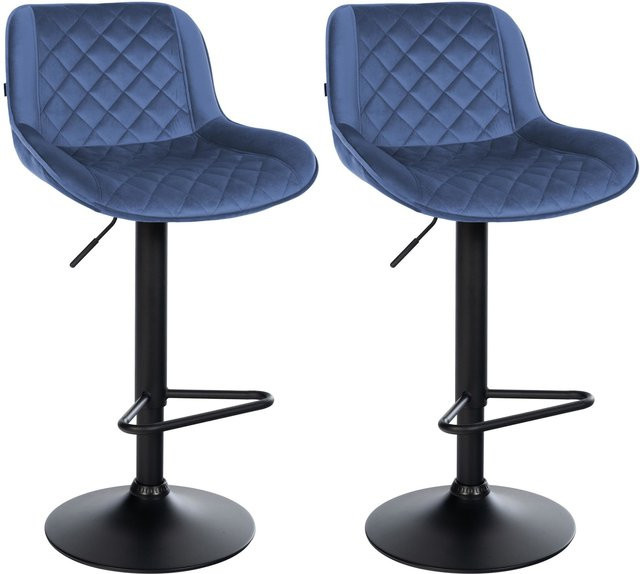 CLP Barhocker 2er Set Kasson höhenverstellbar und drehbar mit Rückenlehne und gepolsterter Sitzfläche aus Velvet in modernem Design - Bild 1
