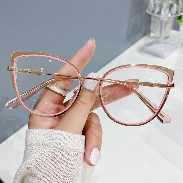 Bai Fen Bai Electronic 3C Korrektionsbrille Katzenauge, Metall, rosa, Vollrand - Bild 1