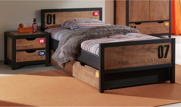 Vipack Einzelbett Alex in Kiefer gebürstet, B/T/H: 90 x 200 cm