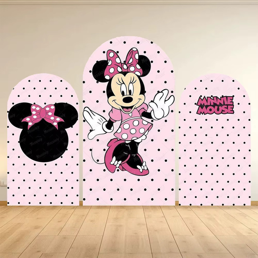 Potdemiel Fotohintergrund für Mädchen Geburtstagsparty in Rosa mit Punkt- und Schleifen-Design, B/H: 120 x 50 cm - Bild 1