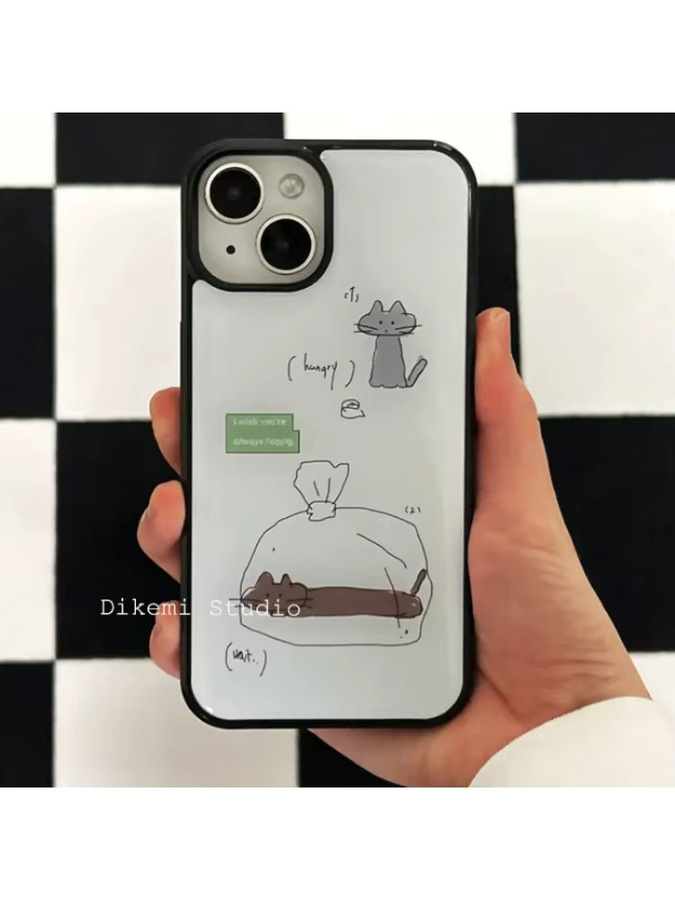Stoßfeste Handyhülle von DecoPhone mit Katzen-Illustrationen für iPhone 17, 16, 15 und 14 Pro Max in Grau, Braun und Schwarz - Bild 6