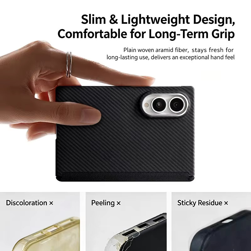 Echte Carbonfaser-Handyhülle für Samsung Galaxy Z Fold8 in Schwarz mit MagSafe-Magnetabdeckung und Aramidfaser-Design - Bild 3