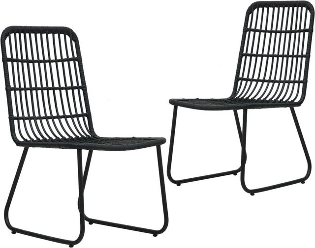 Furnicato 2er Set Gartenstühle aus Poly Rattan und pulverbeschichtetem Stahl in Schwarz, B/T/H: 66,5 x 53,5 x 90 cm - Bild 1