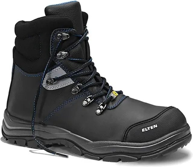 Elten Sicherheitsstiefel Mason Pro Rubber Mid ESD S3 aus Rindleder in Schwarz und Blau, Größe 42 - Bild 1