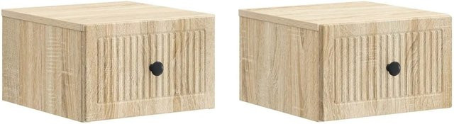 vidaXL Wandmontierter Nachttisch Set 2 Stück Sonoma-Eiche B/T/H: 33 x 34,5 x 20 cm - Bild 1
