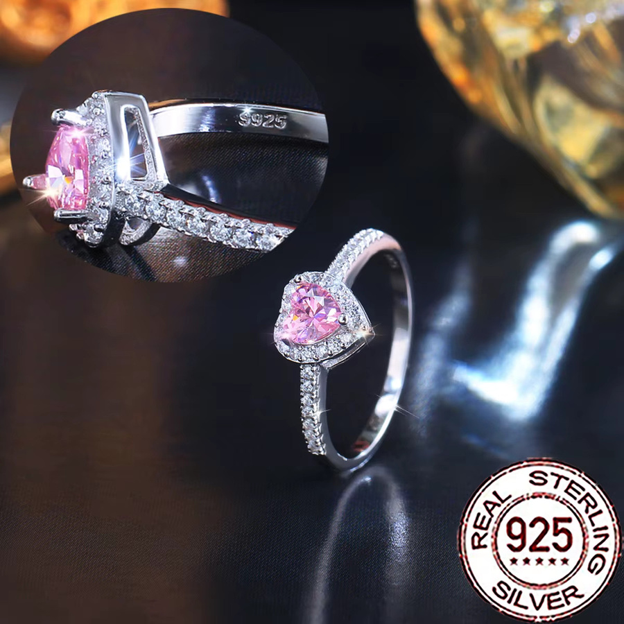 CWWZircons Ring, 925 Silber, rosa Zirkonia, Damen - Bild 3