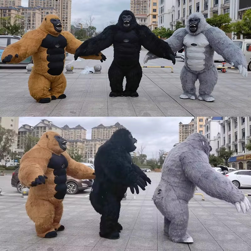 Potdemiel Gorilla-Kong aufblasbares Maskottchen-Kostüm, Plüsch / Textil, Tiere - Bild 3