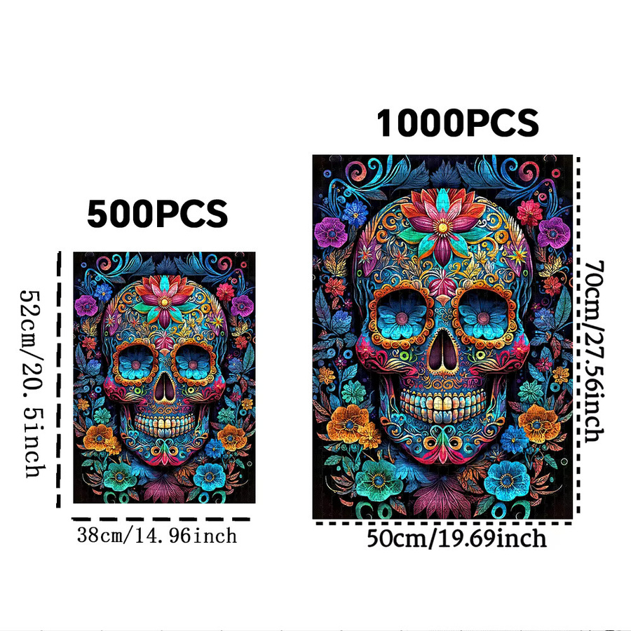 AZNM Mexikanisches Tag der Toten Puzzle, Catrina Skull & Sugar Skull, Bunt / Mehrfarbig - Bild 4