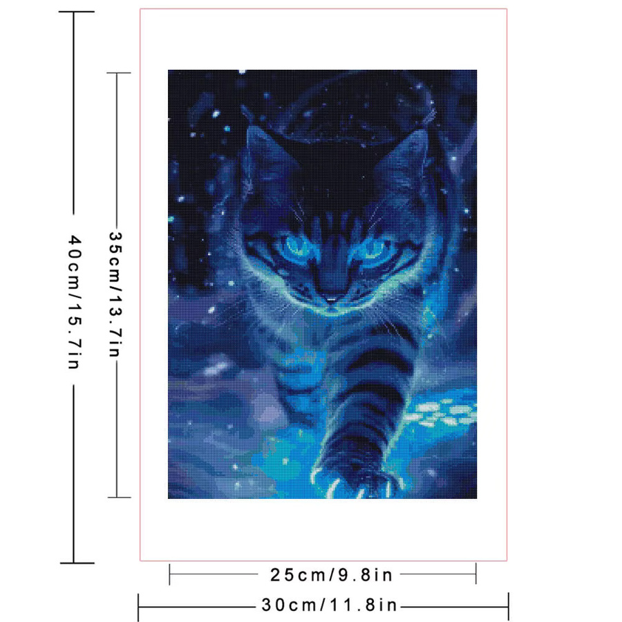 Huacan Diamantmalerei Katze als Mosaik-Bild zur Wanddekoration für dein Wohnzimmer B/H/T: 40 x 30 x 20 cm - Bild 2