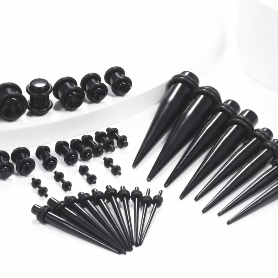 WTX Ohr Gauge Taper Stretching Kits, Acryl, Schwarz, Klar, Lila, Unisex - Bild 2