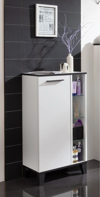 Fackelmann Midischrank TE-A in Weiß Matt mit Soft-Close-Türen und Regalböden, B/T/H: 47 x 32 x 94,2 cm - Bild 1