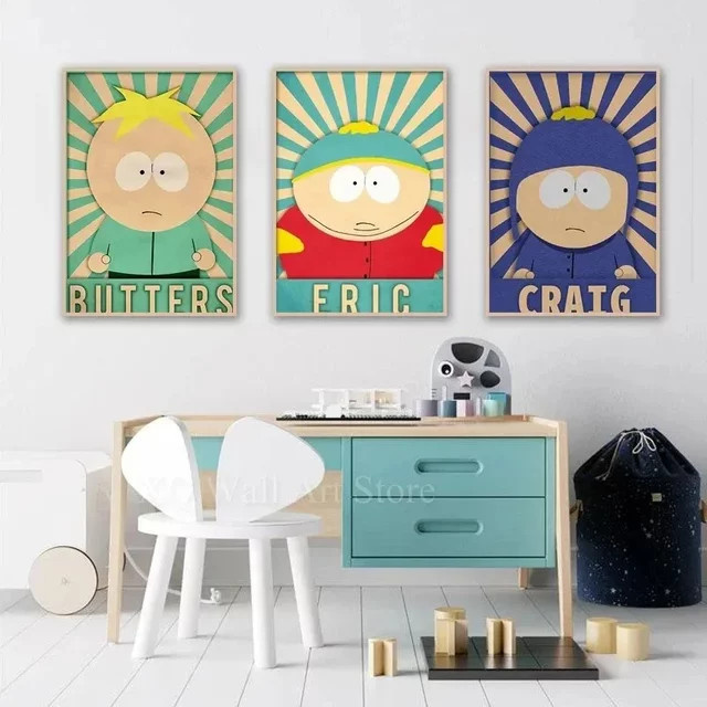 Modernes Leinwandgemälde South Cartoon Park von Potdemiel in Mehrfarbig als rahmenlose Wandkunst für dein Wohnzimmer - Bild 1