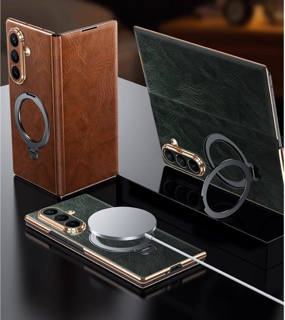 Luxuriöse Echtlederhülle für Samsung Galaxy Z Fold 8 und Galaxy Z Fold 7 mit magnetischer Standfunktion in Multicolour - Bild 1