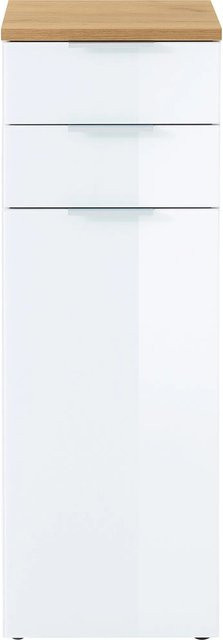 Germania Schrank GW-Pescara Weiß-Eiche mit Glastüren und Schubladen, B/T/H: 112 x 39 x 34 cm - Bild 1