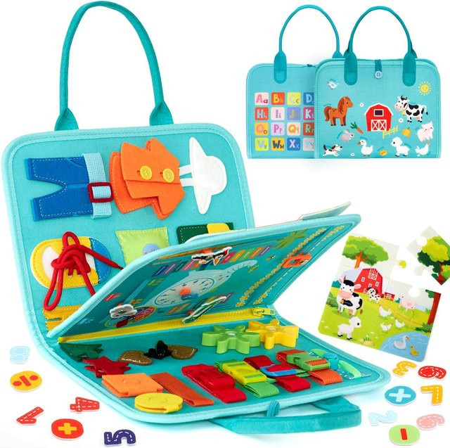 Binchi Outdoor Product Kleinkind Activity Board, Aktivität Baby Sensorisch Montessori Spielzeug, Grün, ab 3 Jahre - Bild 1