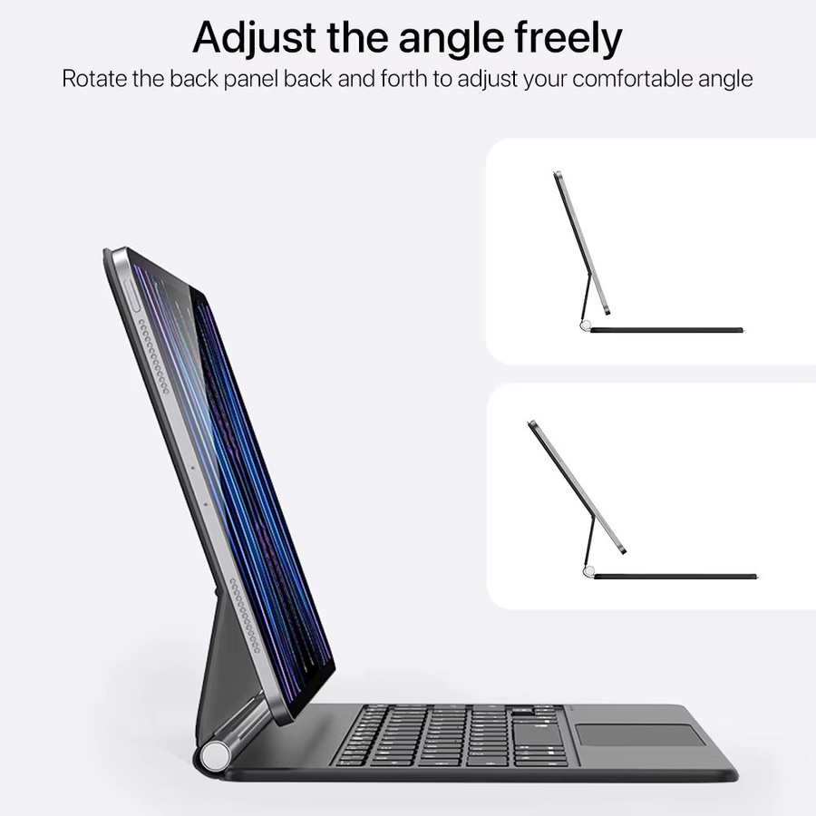 Qukam Magnetische Magische Tastatur mit Hintergrundbeleuchtung für iPad 10. Generation, 11 Zoll und 12,9 Zoll, Bluetooth Drahtlos Tastatur Hülle in Schwarz - Bild 4