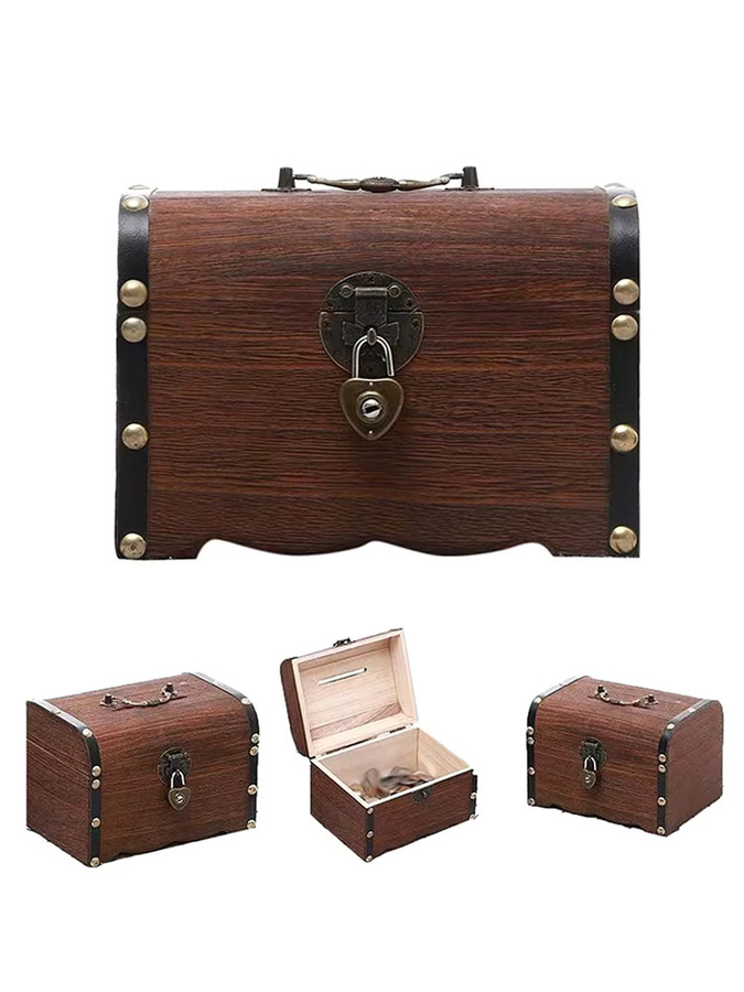 Klassische Schatztruhe aus Holz von SDJZT in Braun - Bild 1