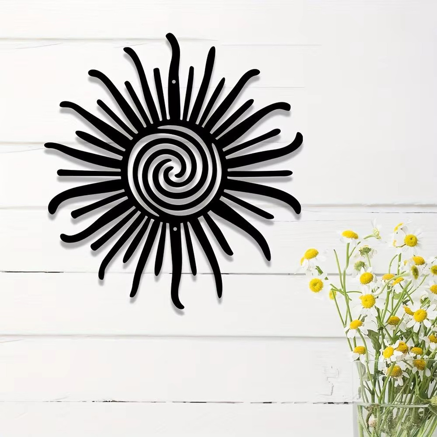 CIFBUY Sonnen Metallwandkunst in Schwarz im Bohemian-Stil, abstrakte Wanddekoration für Haus und Garten, B/H: 27,94 x 27,94 cm - Bild 3
