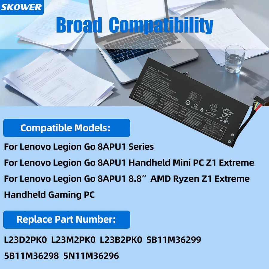 SKOWER Akku für Lenovo Legion Go Handheld Gaming PC, Upgrade 81Wh/10360mAh, Schwarz - Bild 2