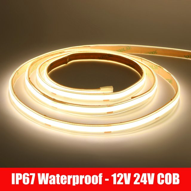 HEGEHE COB LED-Streifen IP67 Wasserdicht, Weiß, 480 LEDs/m, DC12V - Bild 1