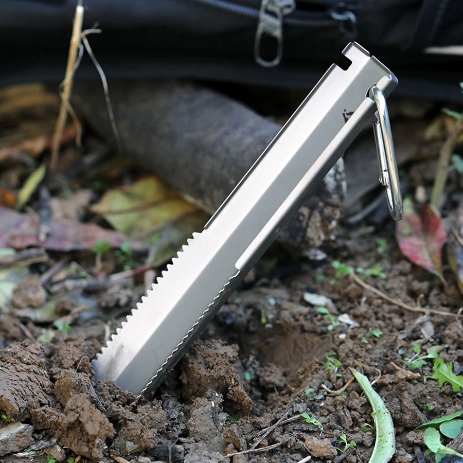 Taruor Titan Gartenhandgezahnte Schaufel in Silber mit glattem Griff und Clip für Camping und Outdoor - Bild 4